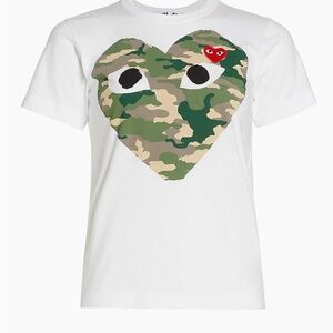 Comme des Garcons Women's White Camo Heart Tee